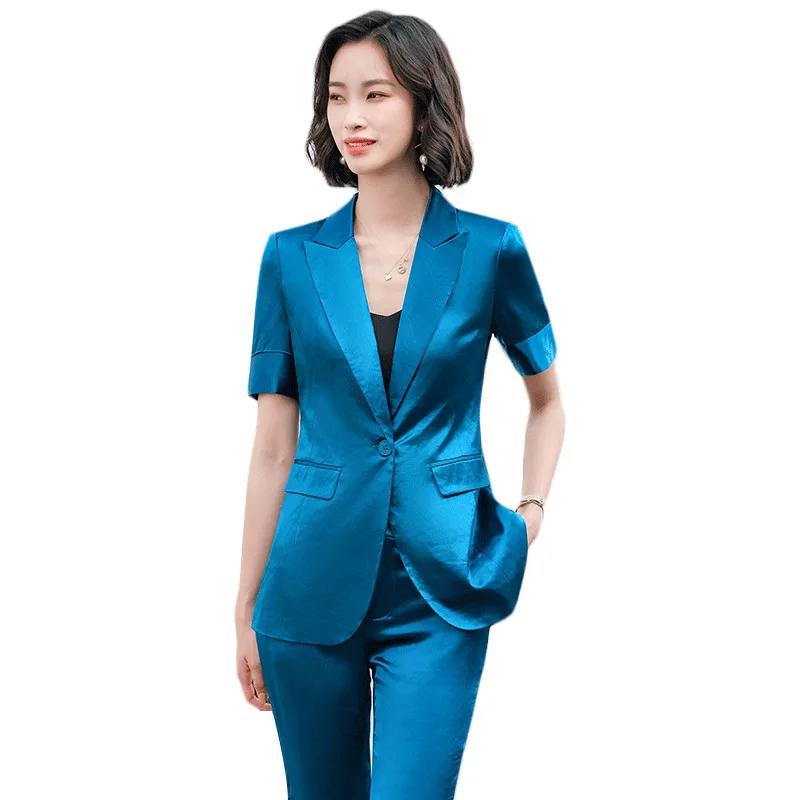 Женские деловые костюмы из высококачественной ткани брючные с брюками и жакетом