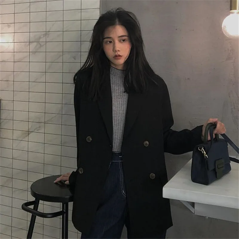 Новинка 2020 весенне-осенний Блейзер повседневный черный свободный костюм в