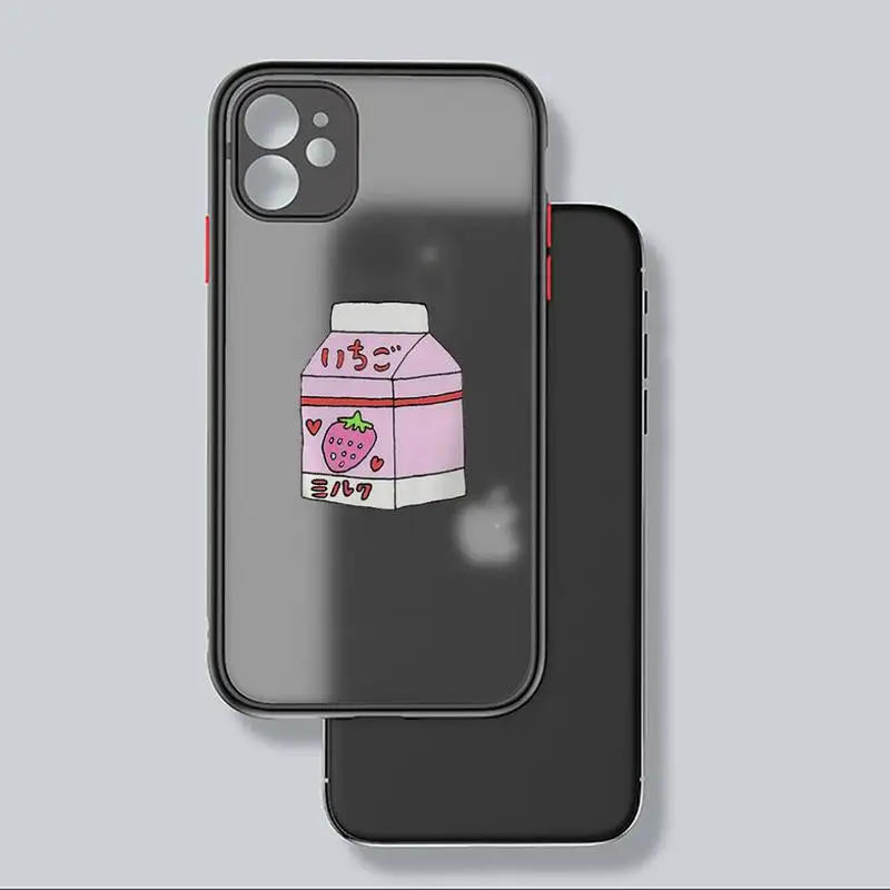 

Strawberry juice pattern drink Phone Case matte transparent For iphone 7 8 11 12 plus mini x xs xr pro max cover