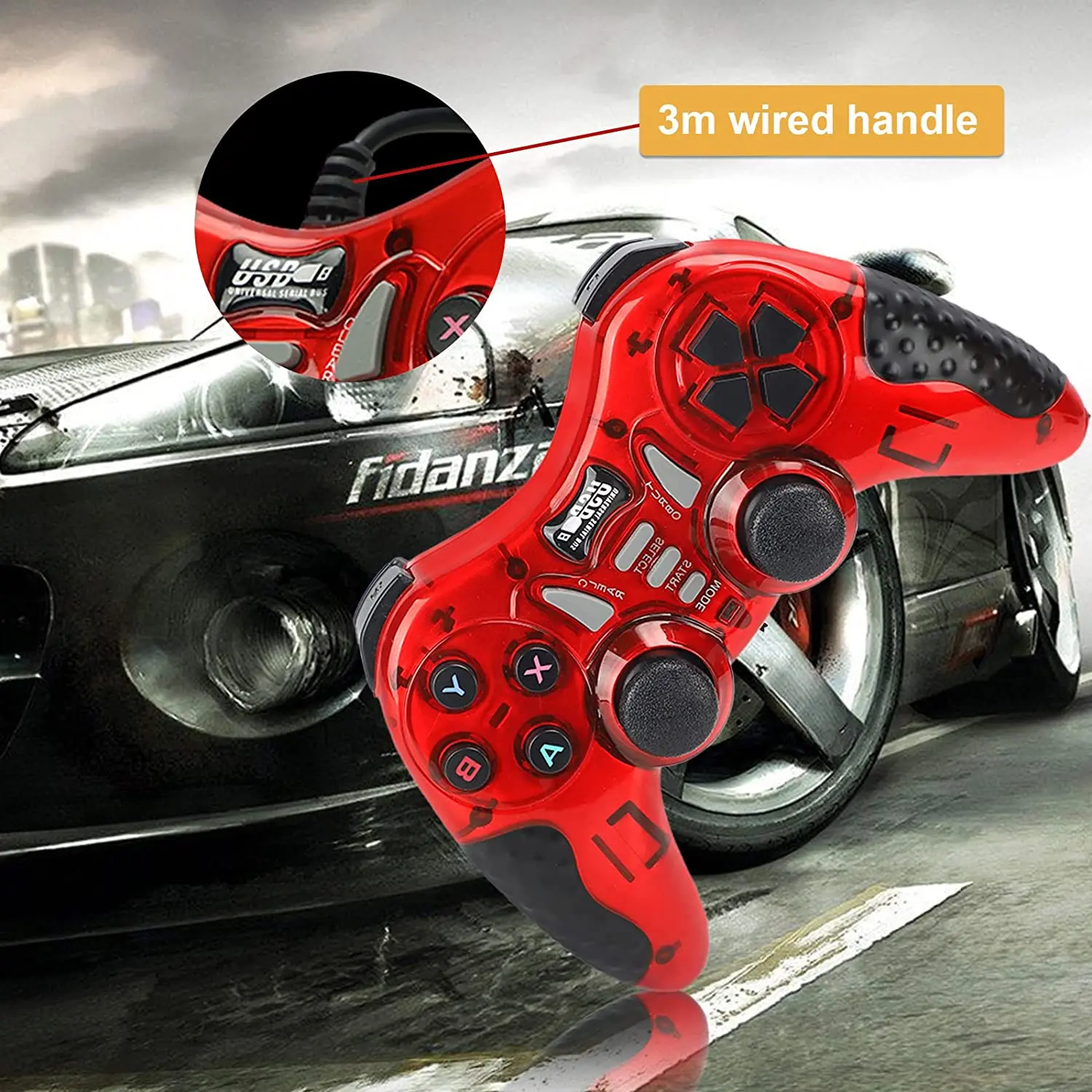 Проводной игровой USB-контроллер с двойной вибрацией для Windows/Android/ PS3/ TV B