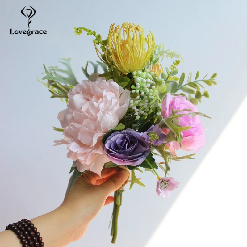 Свадебный букет Lovegrace Высококачественный искусственный цветок Шелковая Роза