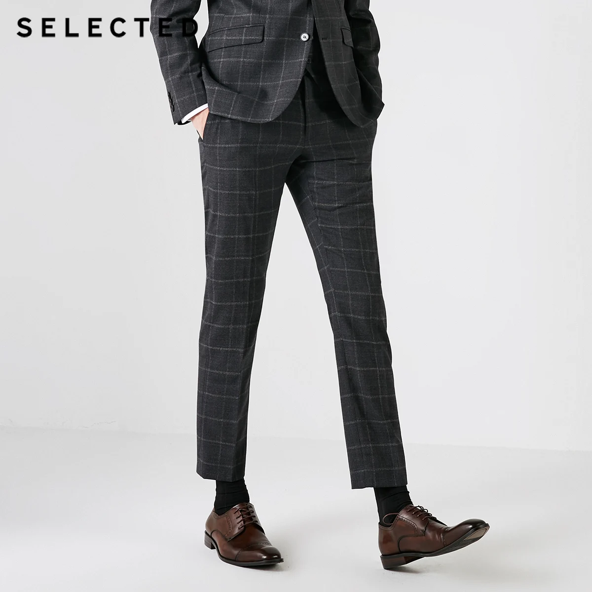 Отборные мужские бизнес досуг шерстяные брюки | 41838Y501 - Цвет: CHARCOAL GREY
