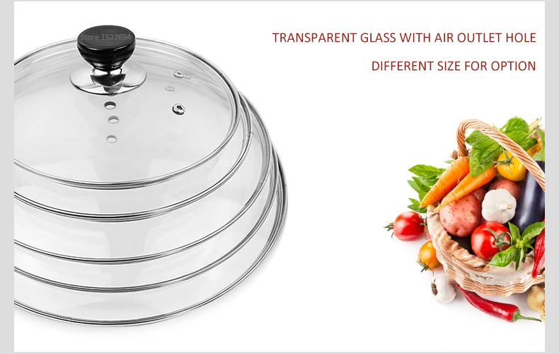 Thicken Tempered Glass Pot Cover Pan Lid With Handle Kitchen Cookware Tools See-Through Saucepan Skillet Wok lid 12-40cm | Дом и сад