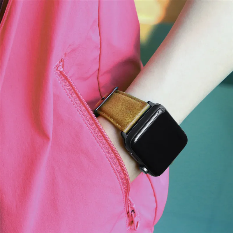 Ремешок из натуральной кожи для Apple Watch band 38 мм 40 42 44 браслет iWatch Series 5/4/3/2/1
