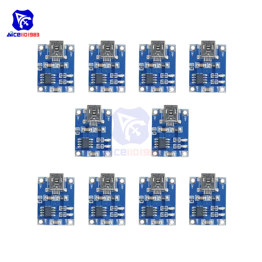 Зарядное устройство diymore 10 шт./лот TC4056A мини USB 5 В 1 А 18650 модуль зарядного