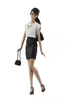 16 white cartoon sleeveless shirt black skirt doll clothes for barbie clothes set handbag outfits 16 bjd dolls accessories toy