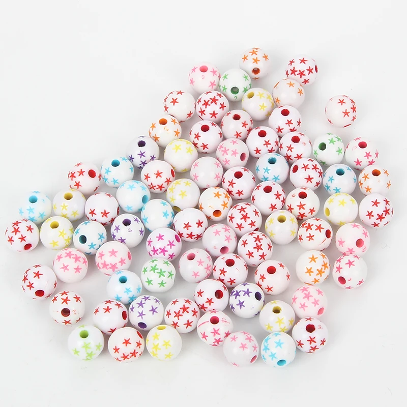 100 шт. круглый белый Морская звезда акриловые бусины 8 мм для ювелирной маркировка