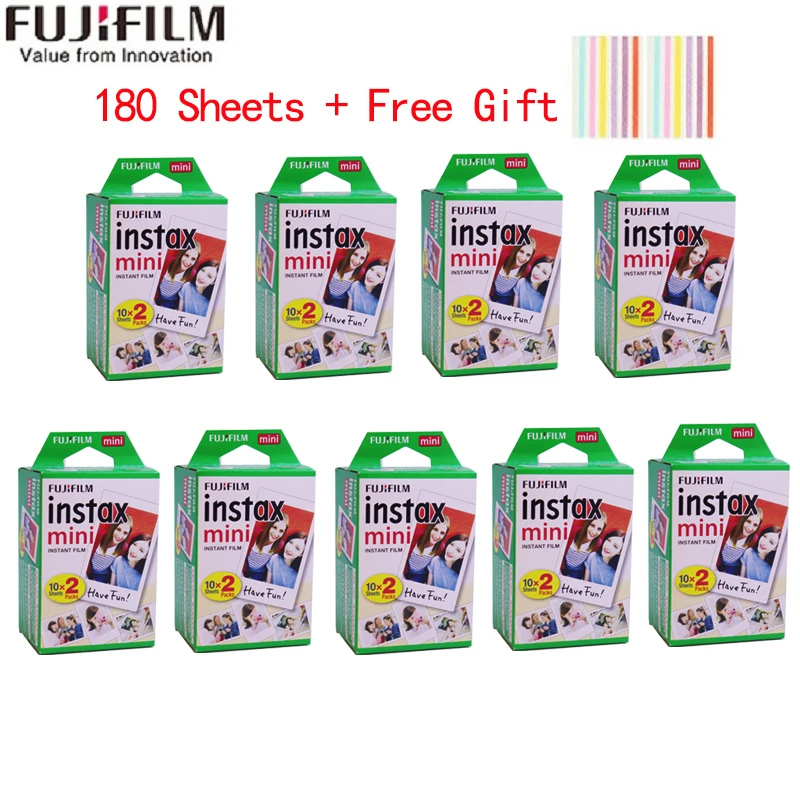 10-200 листов Fujifilm instax mini 9 фильм белый край 3 дюймов широкий пленка для Фотоаппарат моментальной печати mini 8 7s 25 50s 90 фото бумага - Цвет: 180 Sheets