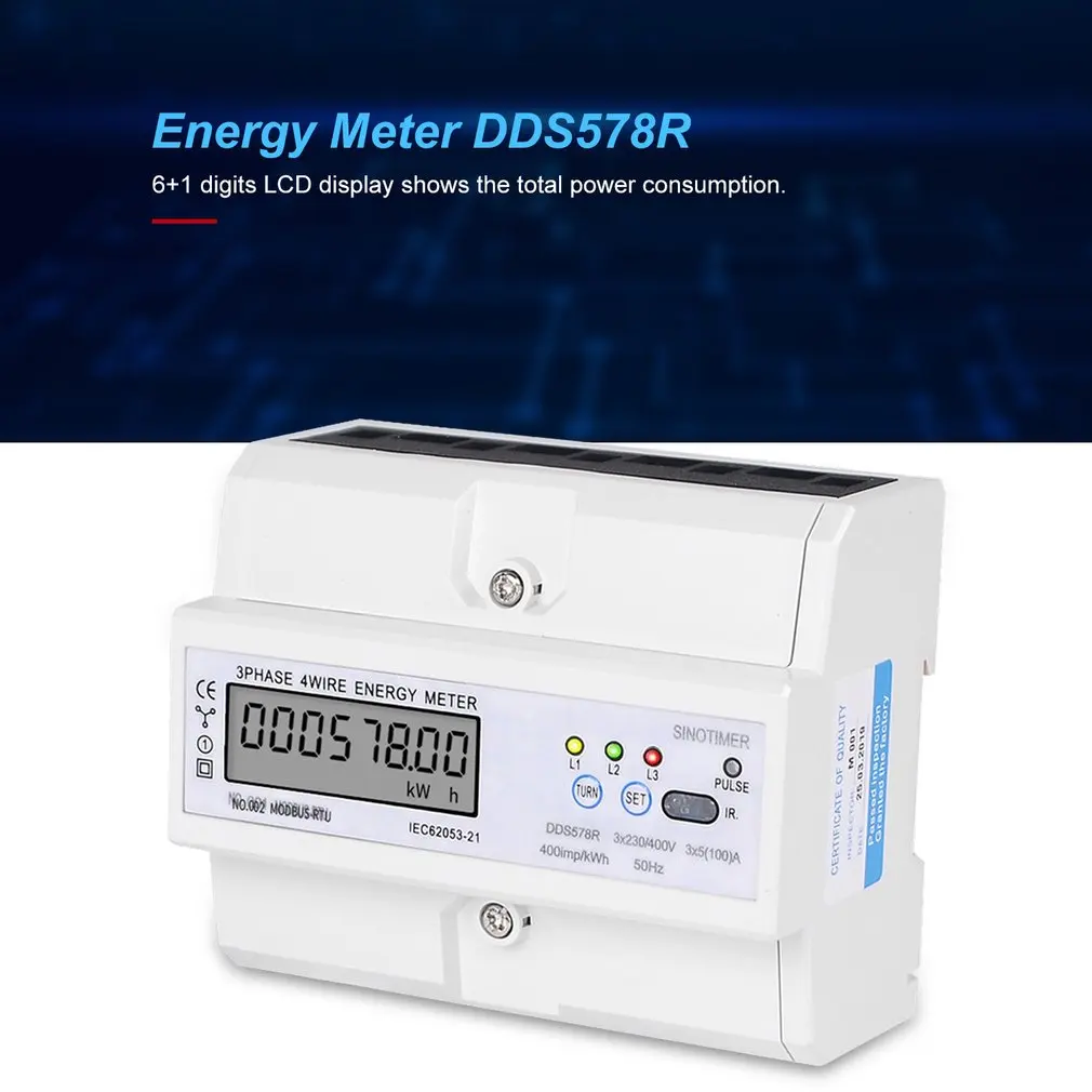 SINOTIMER RS485 Modbus Rtu din-рейка 3 фазы 4 провода ЖК-цифровой ваттметр электронный