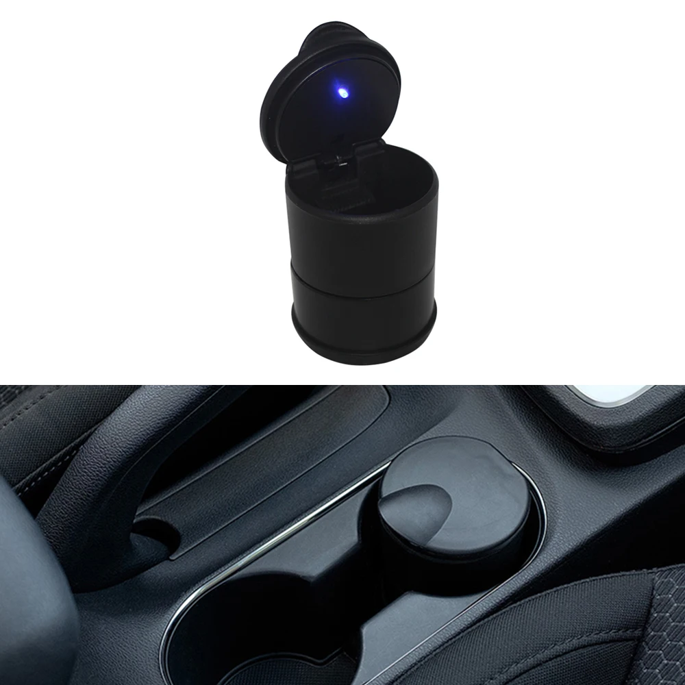 

Car Ashtray Detachable Automotive Ashtray with Lid Blue Led Light Indicator Easy Clean Up, fit for Most Car Cup Holder, for Offi