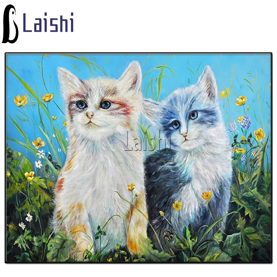 

Животные, алмазная живопись, уличные хризантемы, кошка, вышивка, Мультяшные квадратные стразы, Мозаичный набор, детский подарок, украшение д...