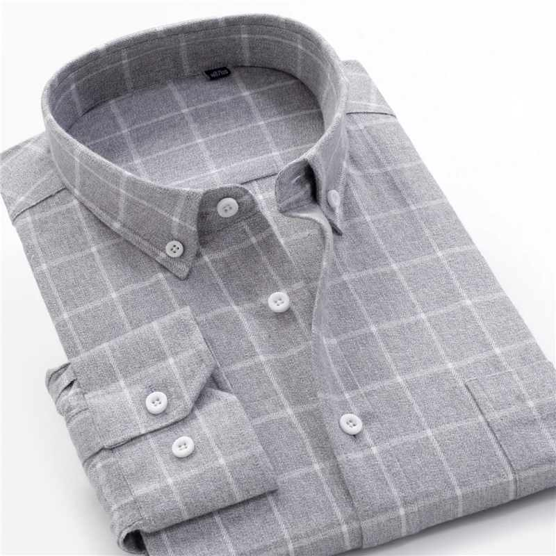 Plus Zise 7XL 8XL 9XL 10XL Men Casual Plaid Shirt 2020 New 100% Cotton Long Sleeve Business Loose Shirts Male Brand Clothing | Мужская