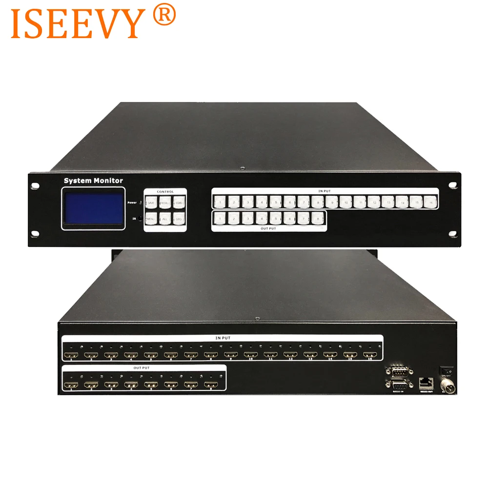 ISEEVY 16x8 HDMI матричный коммутатор с 16 в 8 каналов Поддержка 4K x 2K @ 30Hz 1080P3D 60Hz HDCP 1 4 Blue ray