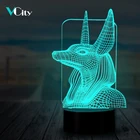 VCity Древний Египет Анубис 3D лампа абстрактная акриловая лампа USB светодиодная Иллюзия ночник сенсорная база праздничный подарок украшение дома