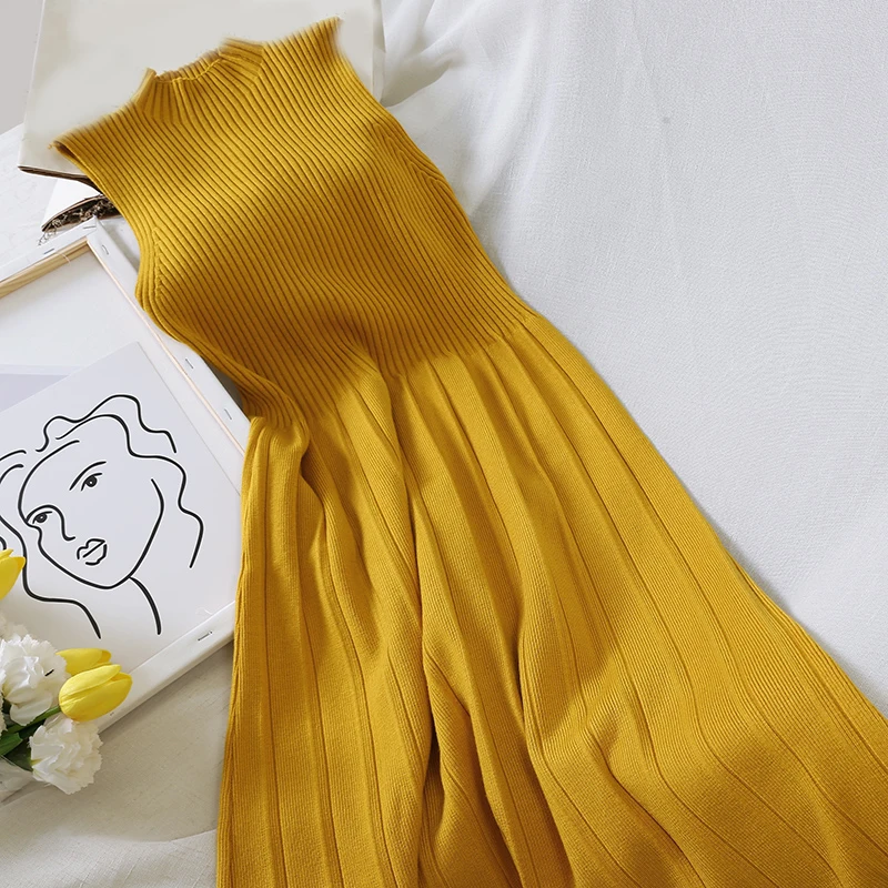 Повседневное винтажное женское однотонное платье-трапеция с высокой талией