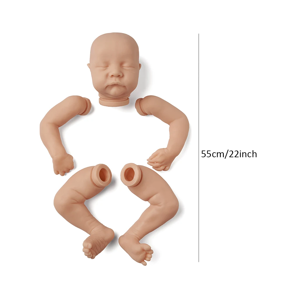 

22inch DIY Cute Gift Soft Self Assembly Cloth Body Vinyl Head Unpainted Simulation Reborn Baby Doll Kit
