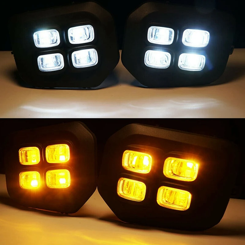 

for 2016-2019 Toyota Tacoma 4-Eyes Style LED DRL Daytime Running Lights Clear Fog Lights Lamps with Turn Signal