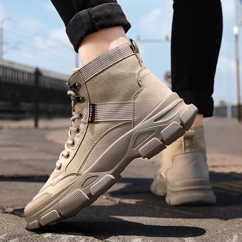 

2021 Fall Men's Comfortable Breathable High Top Martin Boots Fashion Simple Retro Tooling Shoes Men's Trend Casual Shoes