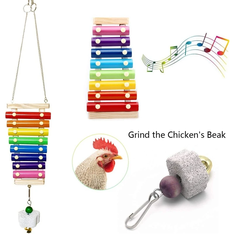 

2Pcs Chicken Xylophone Toy Chicken Veggies Skewer Fruit Holder Chicken Vegetable Hanging Feeder Chicken Toys for Hens