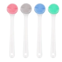 silicone long handle shower brush scrubber shower bath body brush wooden handle body cleaning tool bathroom