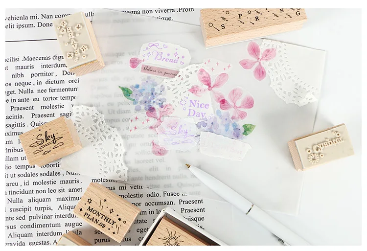 11pcs/set Vintage star sky english stamp DIY wooden rubber stamps for scrapbooking stationery scrapbooking standard stamp