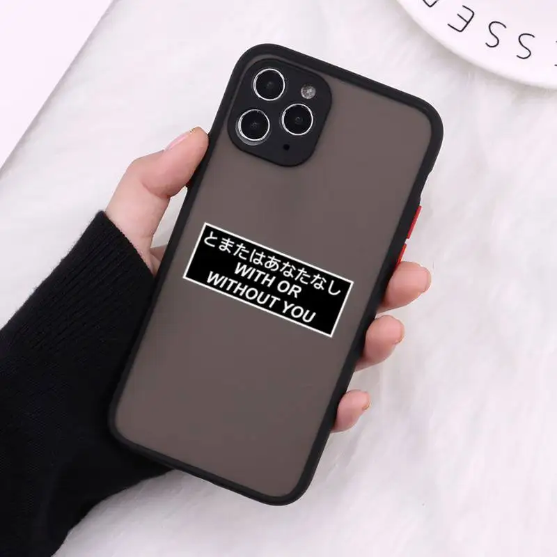 

Japanese Anime Aesthetic text letter Phone Case Matte Transparent for iPhone 7 8 11 12 s mini pro X XS XR MAX Plus cover funda