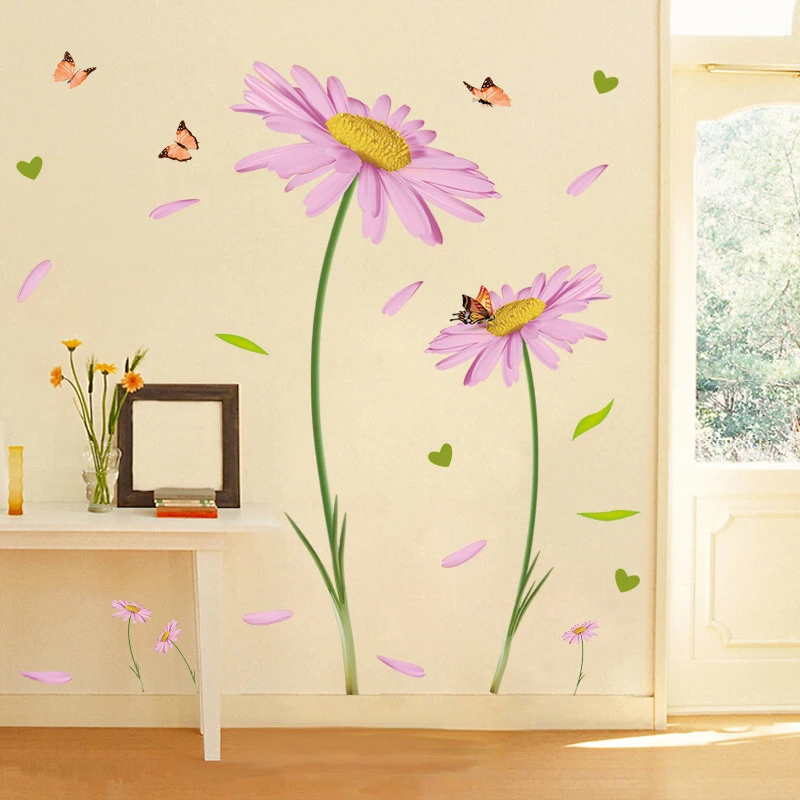 

Romantic flowers wall sticker living room sofa background wall decor self-adhesive bedroom stickers home decor room decoration