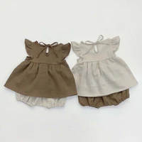 summer baby girls clothes sweet flying sleeve toppp shorts 2pcs sets korean candy color infant baby clothing suit