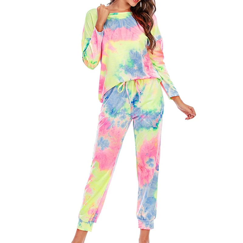Gradient Tie Dye Sweatsuit Set Long Sleeve Tops Drawstring Jogger Pants Tracksuit Loungewear |
