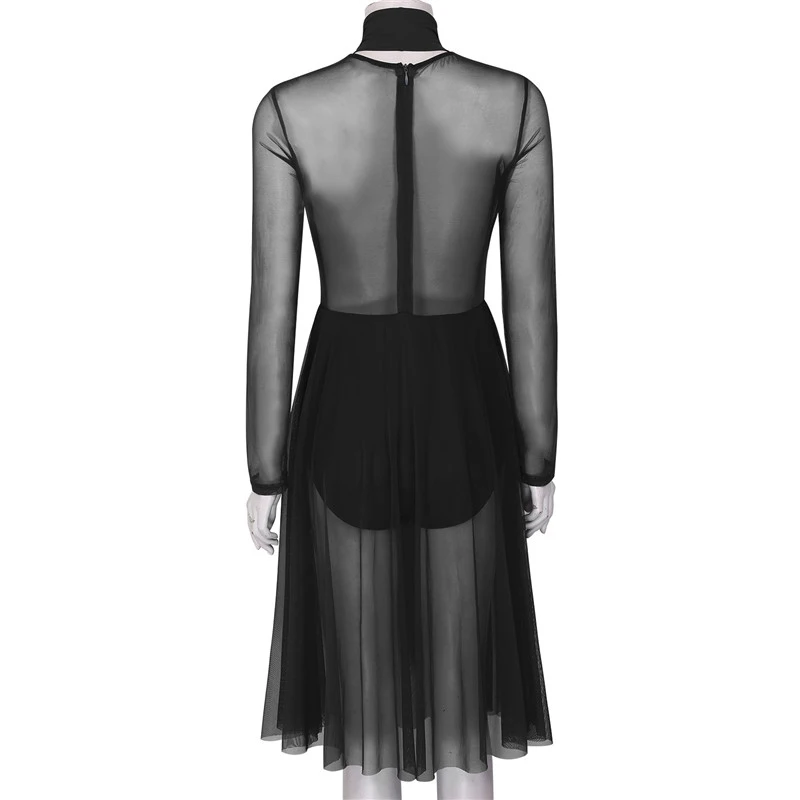 Женское взрослое лирическое танцевальное трико платье с бретелькой через шею и