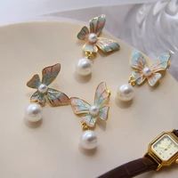 2021 colorful fashion pearl butterfly earrings ear stud earring earrings women girls jewelry party wedding accessories