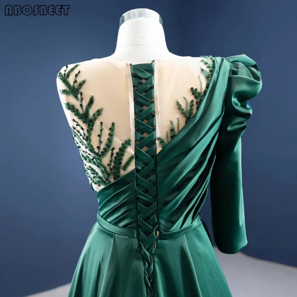 

One Shoulder Prom Dress Long Satin Elegant Long Formal Evening Gown with Train Pleat with Beads Top Vestidos De Fiesta