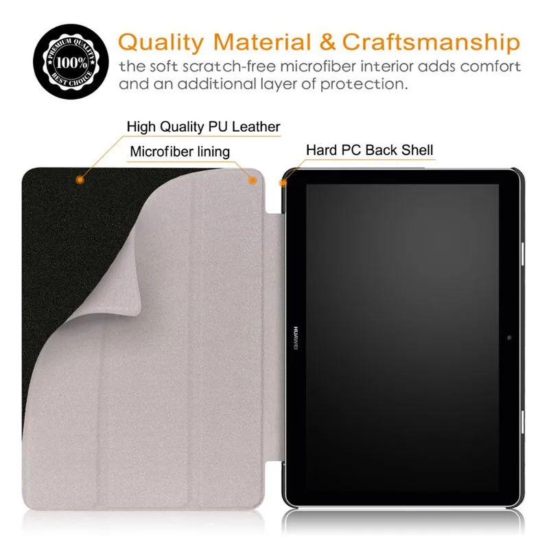 pu leather folio stand smart case for huawei mediapad t3 10 ags w09 ags l09 tablet cover for honor play pad 2 9 6filmstylus free global shipping