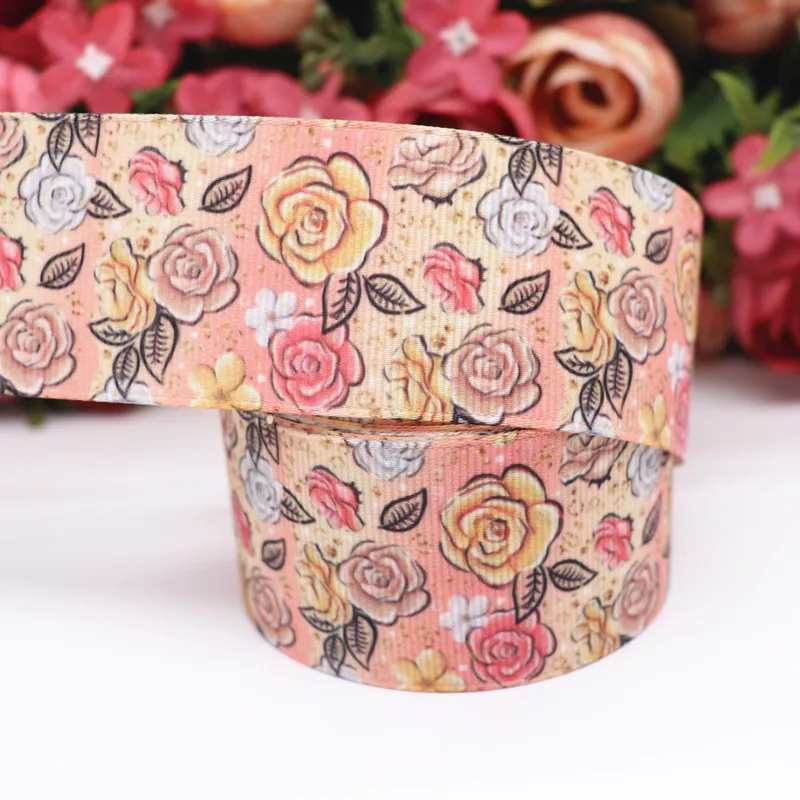

50 yards 1.5'' 38MM Flowers Printed Grosgrain Ribbons For Hair Bows DIY Handmade Materials Y2020071001