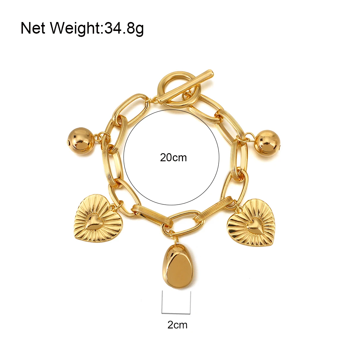 

Amorcome Romantic Heart Lock Pendant Bracelets for Women Temperament Chunky Paperclip Chain Metal Charm Bracelet 2021 Jewelry