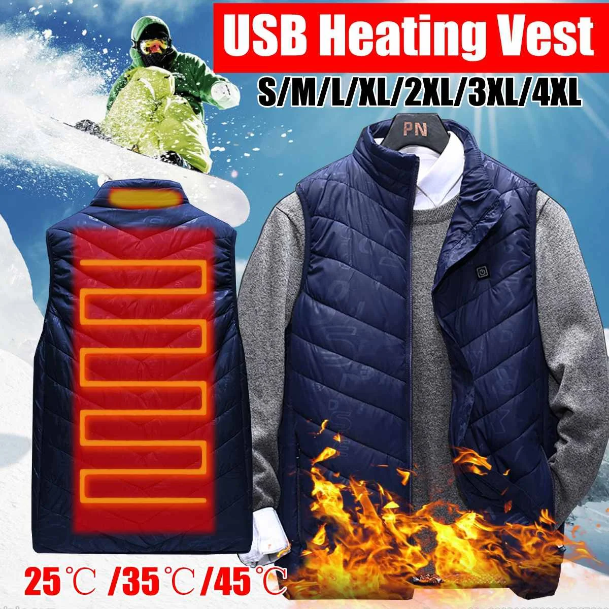 

Men Women Outdoor USB Graphene charging Heating Vest Jacket Winter Flexible Electric Thermal Clothing Waistcoat Fishing Hiking