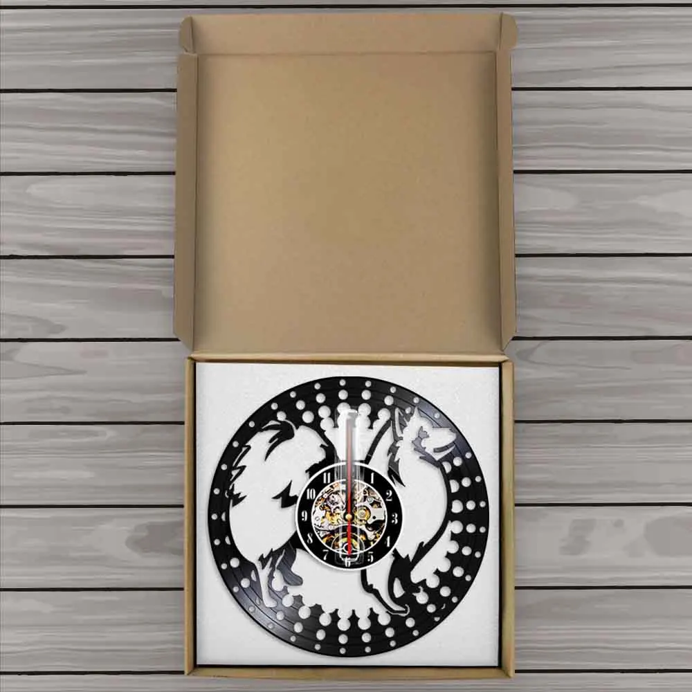 Японские Настенные часы с силуэтом шпица собака щенок животное виниловая