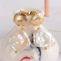 natural white baroque pearl gold earring freshwater real jewelry accessories aaa gift flawless fashion wedding mesmerizing