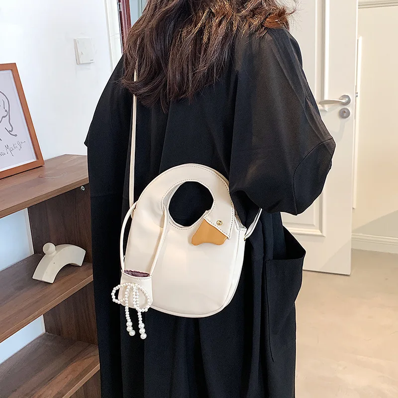 

Luxury Designer PU Leather Big White Goose Handbag Ladies Bag 2021 Single Shoulder Bag Solid Color Buckle Messenger Square Bag