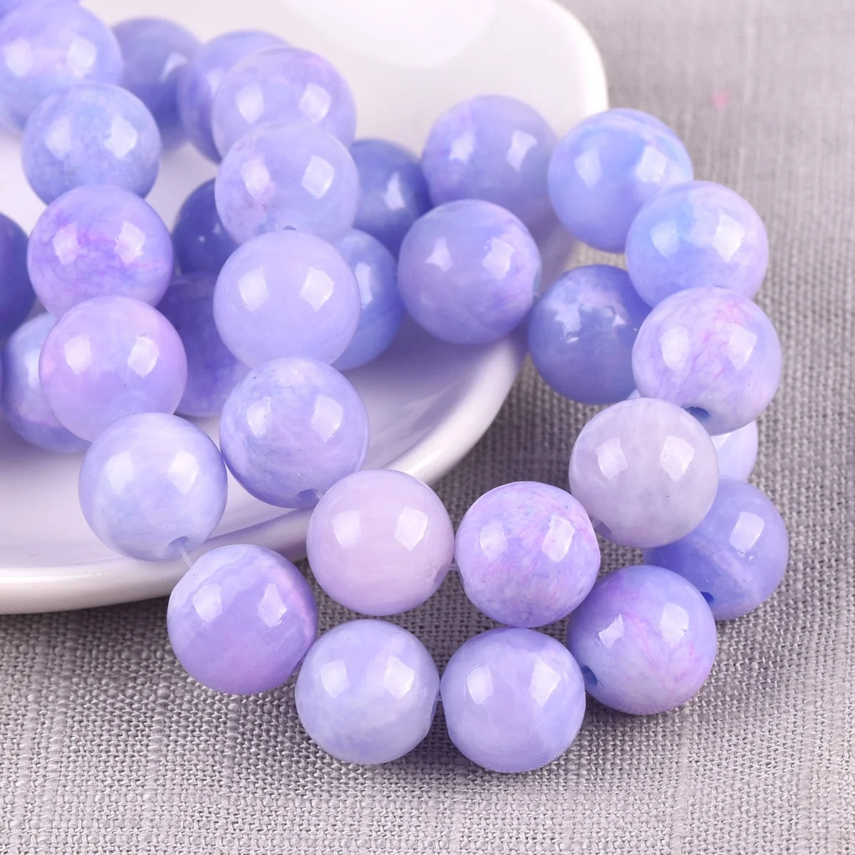 

20pcs Round 10mm Bluish Violet Natural Stone Loose Beads For Jewelry Making DIY Bracelet