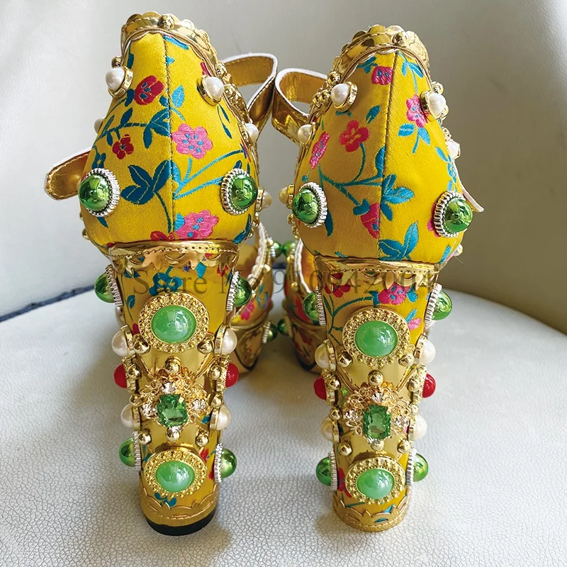 Роскошные свадебные туфли на платформе со стразами для женщин массивном каблуке