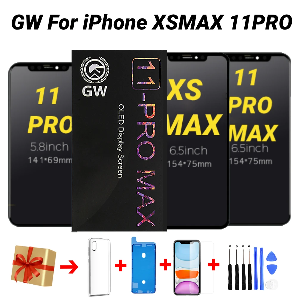 

ЖК-дисплей Pantalla GW OLED для iPhone XSMax 11Pro max, сенсорный экран с дигитайзером в сборе, без битых пикселей, сменный ЖК-дисплей 11pro