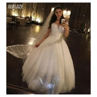 jieruize shiny white wedding dresses sweetheart neck appliques sequined wedding gowns lace up back bridal gown robe de mariee