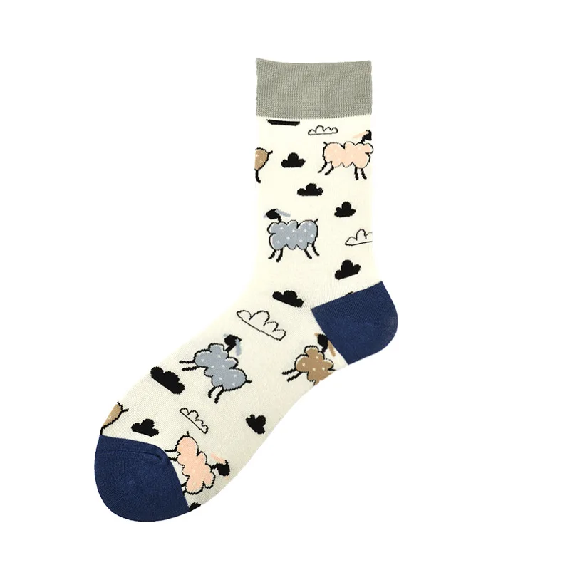 

New Female Socks Funny Cute Cartoon Fruit Orange Banana Pizza Beer Pencil Pumpkin Parrot Happy Harajuku Skateboard Long Socks