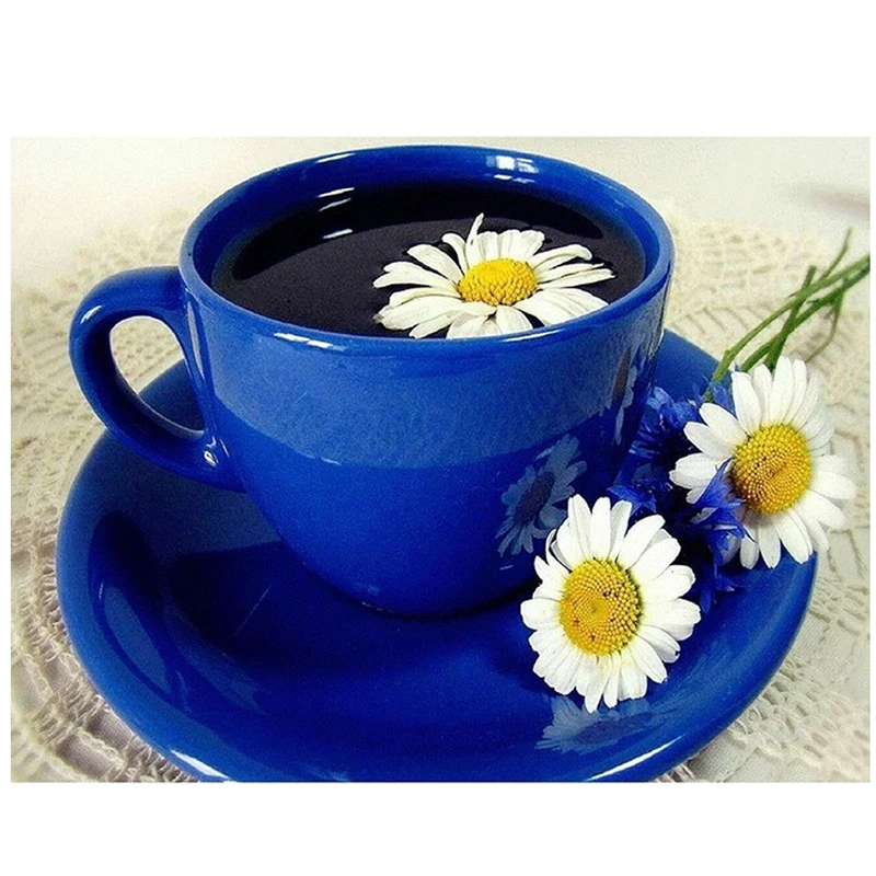 5d сделай сам алмазная живопись вышивка крестиком Синяя чашка/Маргаритка