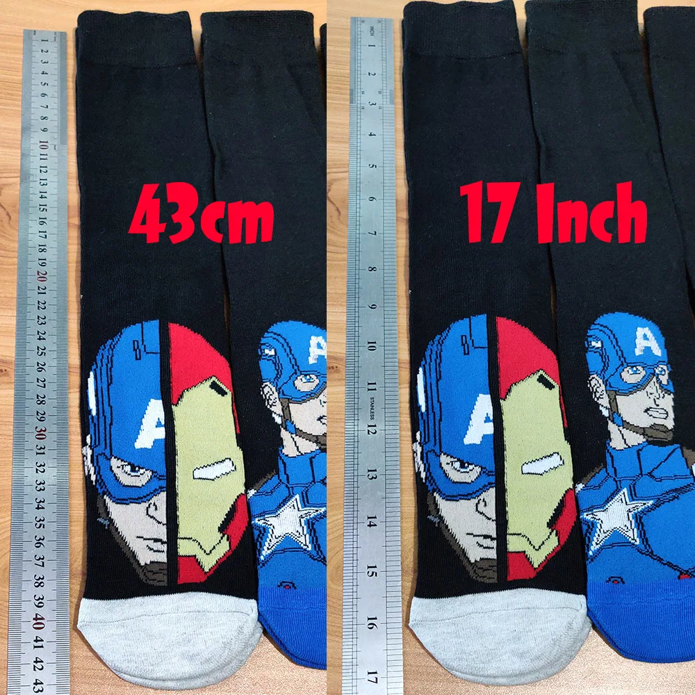 10 Pairs/Pack Marvel Comics Hero General Socks cartoon Iron Man Captain America Warm Stitching pattern increase size Big Sock