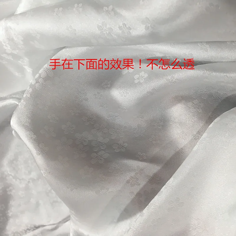 Натуральный шелк жаккардовая ткань белая вишня в цвету бамбука масштаба