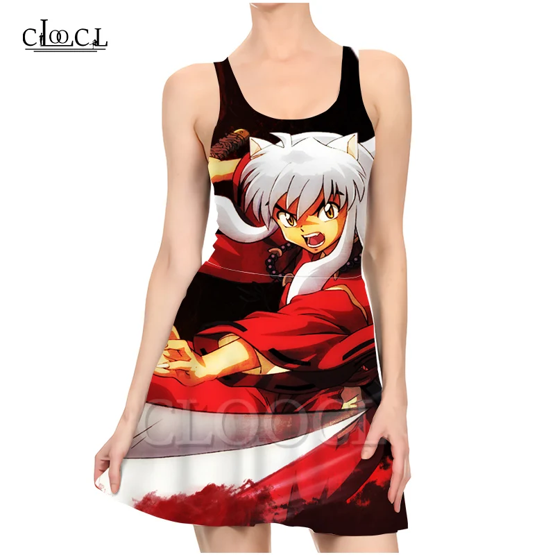 CLOOCL японское аниме инуяся 3D принт женское повседневное модное платье без рукавов