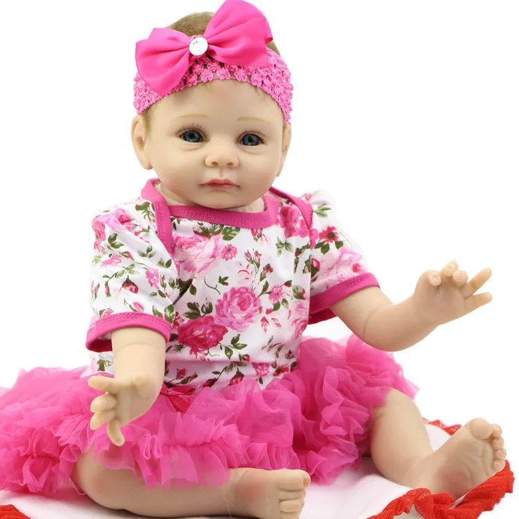 Девочка bebe Кукла reborn menina de silicone 55 см куклы карие глаза реалистичные детские