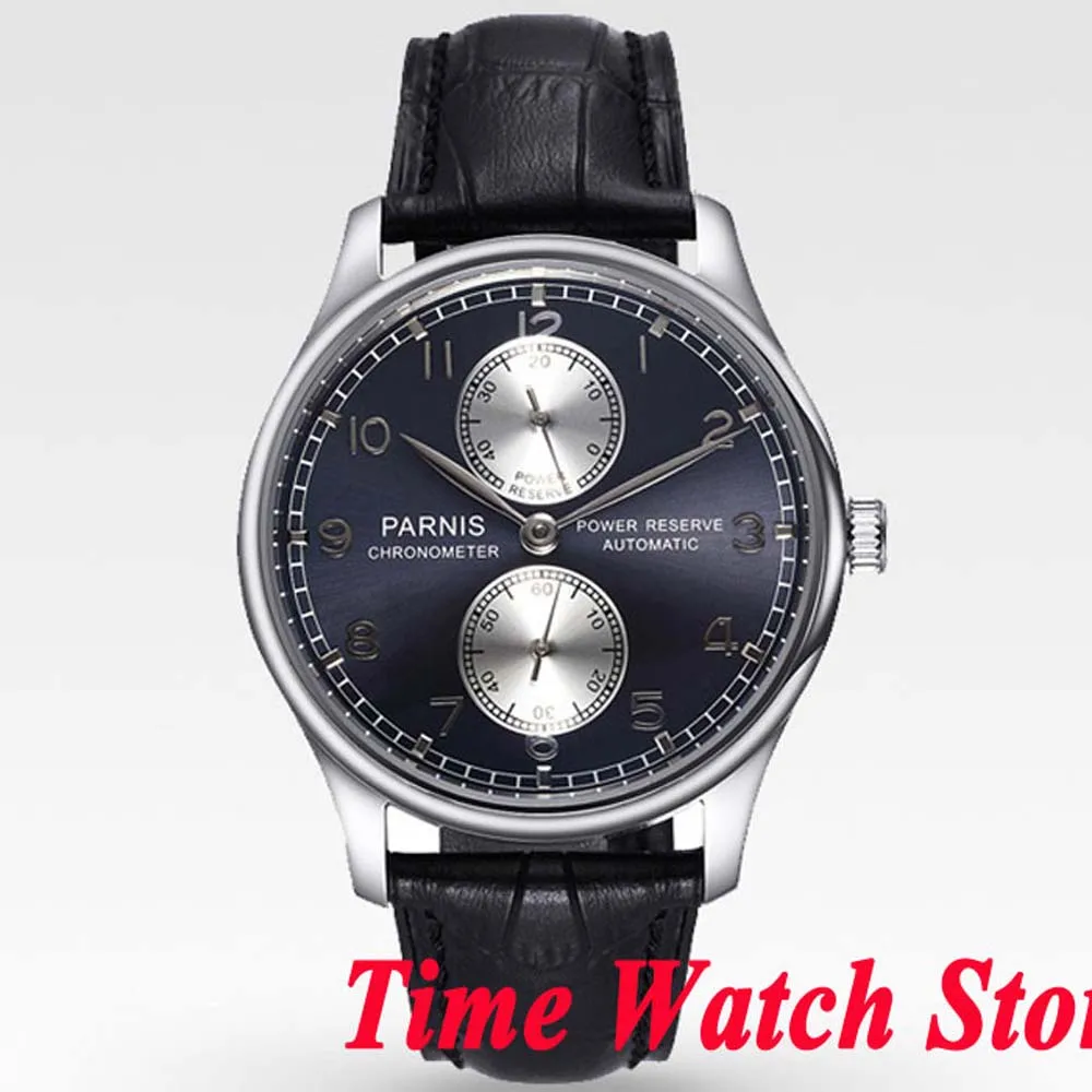 Роскошные мужские часы Parnis 43 мм с черным циферблатом запас хода ST2542